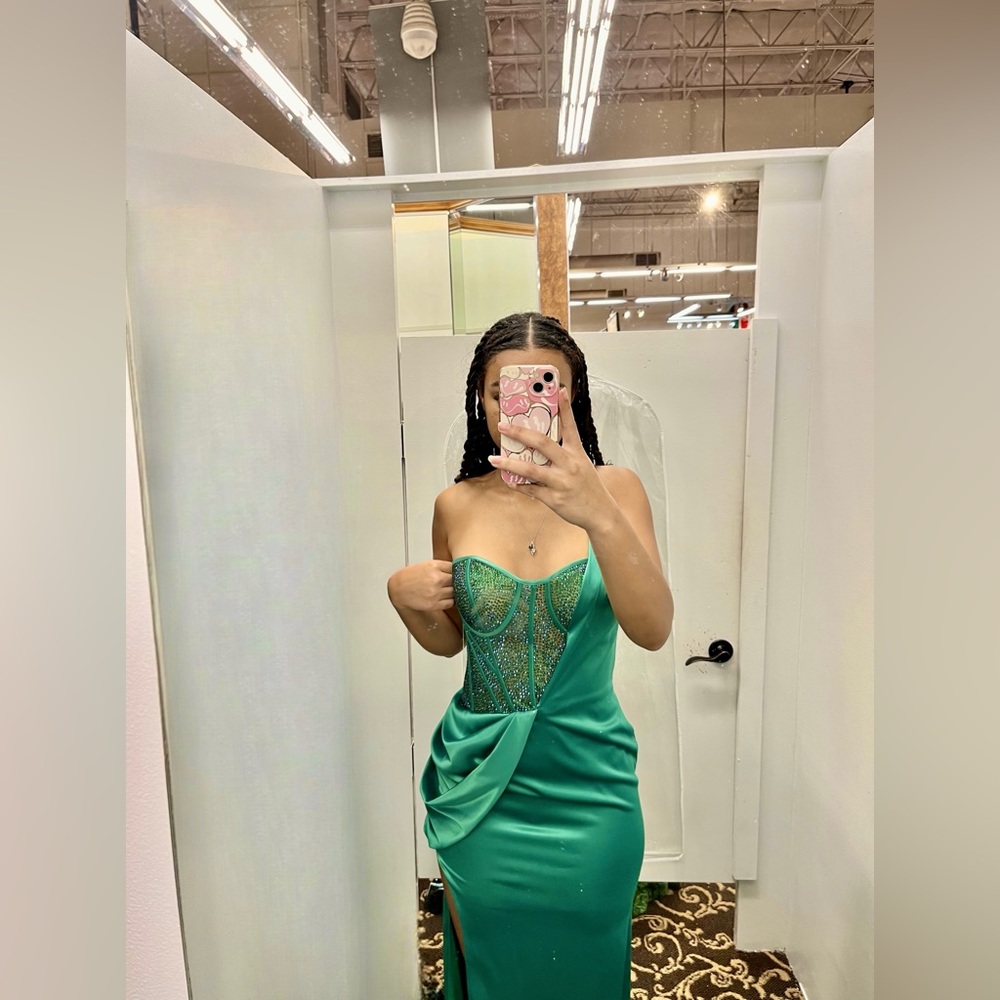 Green Corset Top Prom Dress